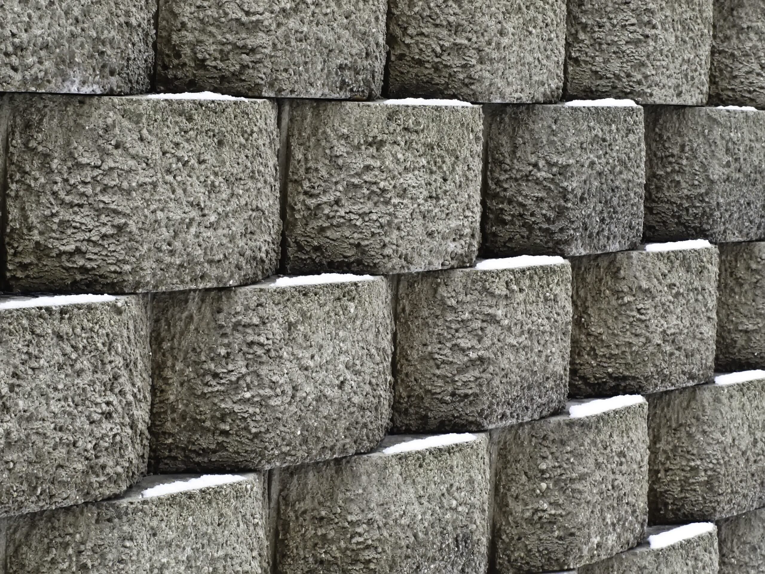 A close up of the material used for a retaining wall.