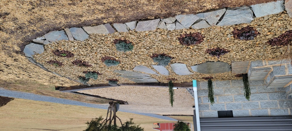 Hardscaping design with stone pathways and rock beds improving access and erosion control in Tennessee backyards.